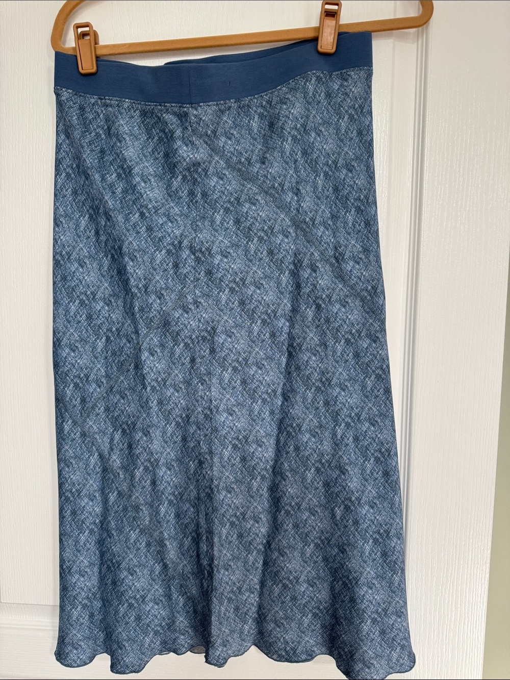 ATM Anthony Thomas Melillo Heathered Blue SILK A-Line Midi Skirt